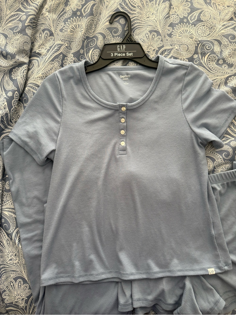 Gap Body 3 piece Ribbed Knit Pajama Set Large